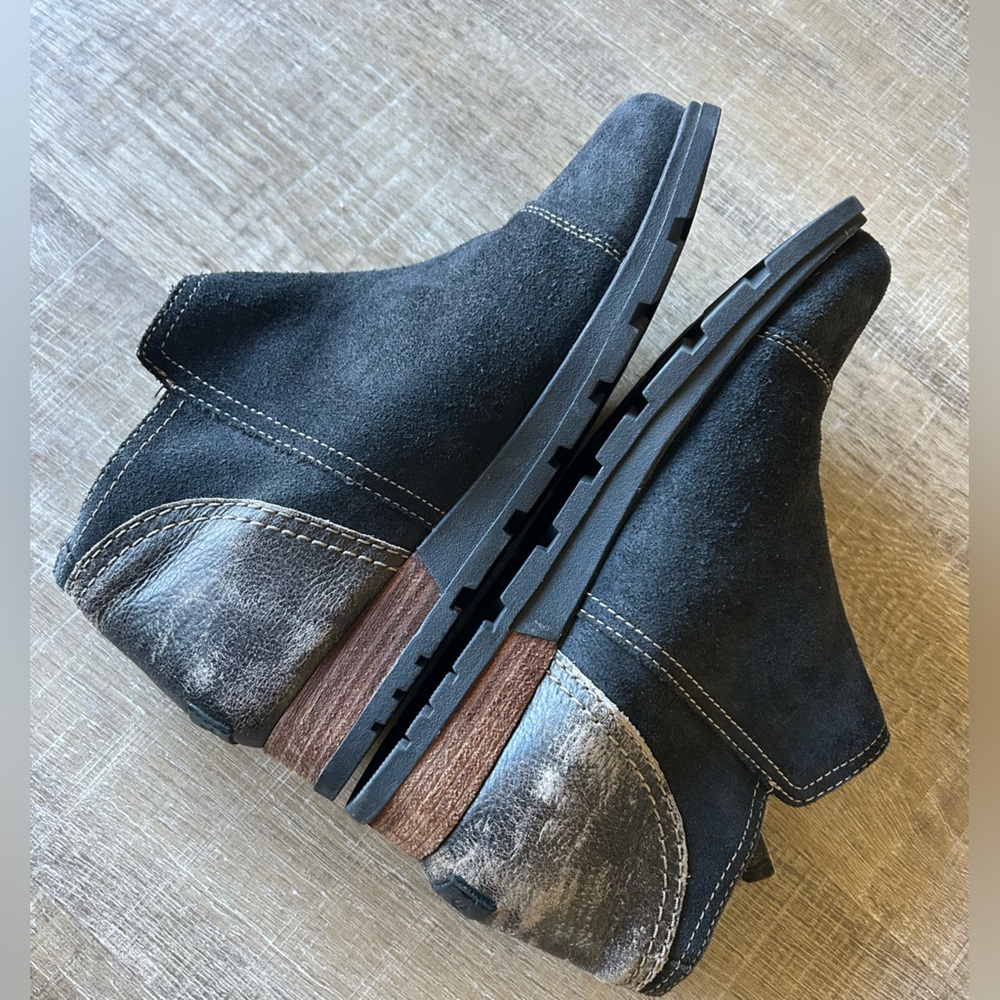 Sorel Black Major Low Boots Women's Size 8 NL2161-010 Bootie Distressed Leather - Picture 11 of 13